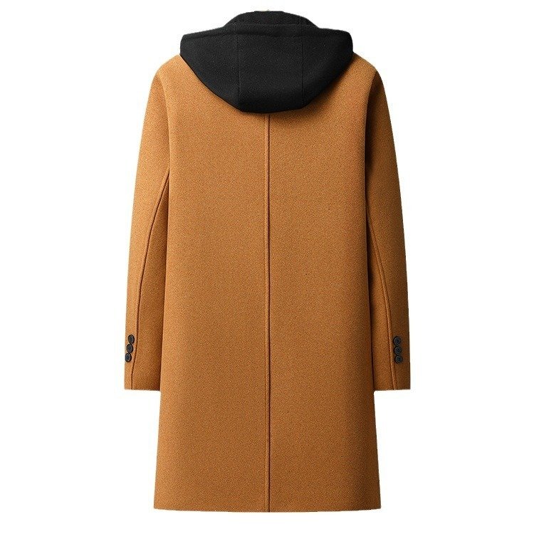 Men's Detachable Hooded Urban Mid-length Woolen Coat - Image 3